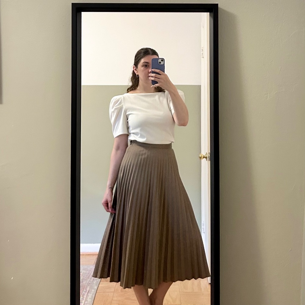 Adorable Vintage Pleated Long Plaid Skirt